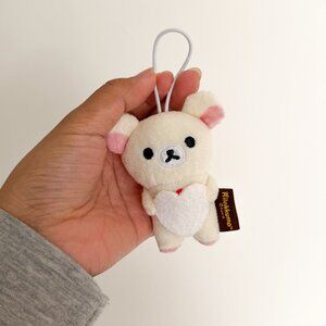 San-X Rilakkuma Korilakkuma White Bear Heart Keychain Bag Charm